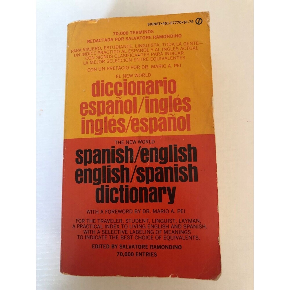 New World Spanish English Dictionary 1991 SC Mario A‎ Pei